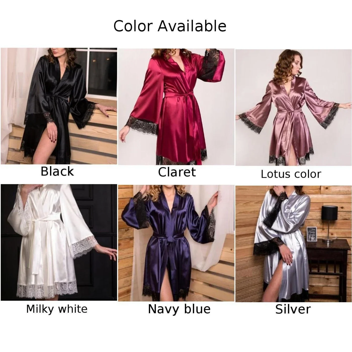 Female Sleepwear Lace Satin Patchwork Long Bathrobe Lady Sexy Smoot Nightgown Soft Silk Dress Temptation Bathrobe Nightgowns