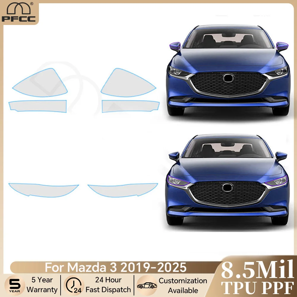 

For Mazda 3 2019-2025 Pre-cut PPF Bra Car Headlight Rearview B C Pillars TPU Paint Protection Film Clear Kit Anti-scratch Cover