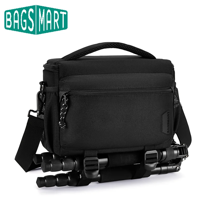 BAGSMART Camera Bag with Tripod Holder Compact Photographer Shoulder Bags for DSLR SLR Waterproof Crossbody Cameras Case