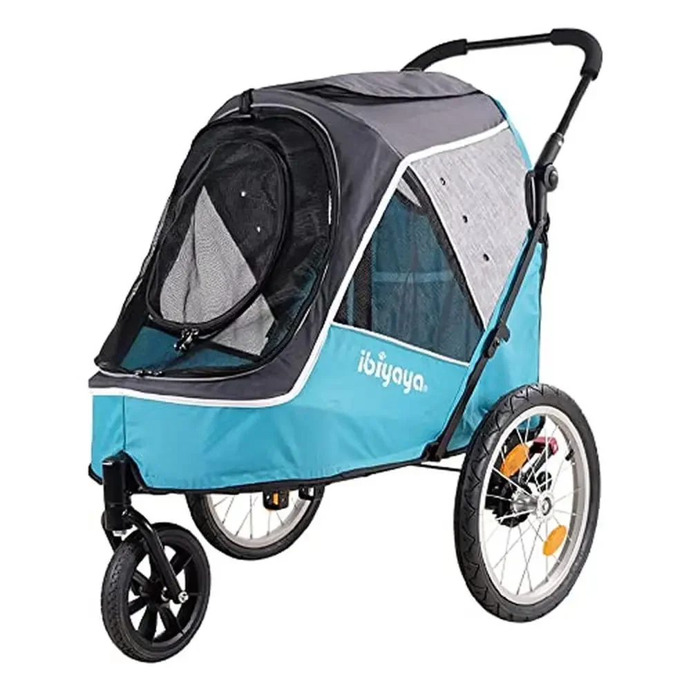 

2-in-1 Dog Stroller & Bike Trailer Medium/Large Dogs Heavy-Duty Air-Filled Tires Mesh Windows Reflective Safety Convenient &