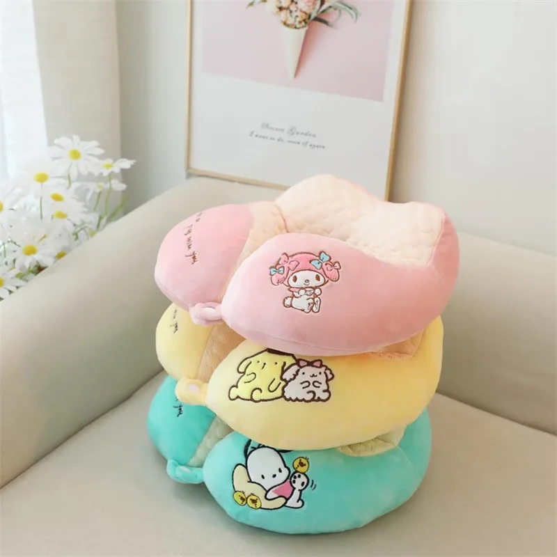 Anime Sanrio U-shaped Pillow Cartoon Hello Kitty Melody Kuromi Cinnamoroll Nap Pillow Portable Travel Neck Pillow Birthday Gift