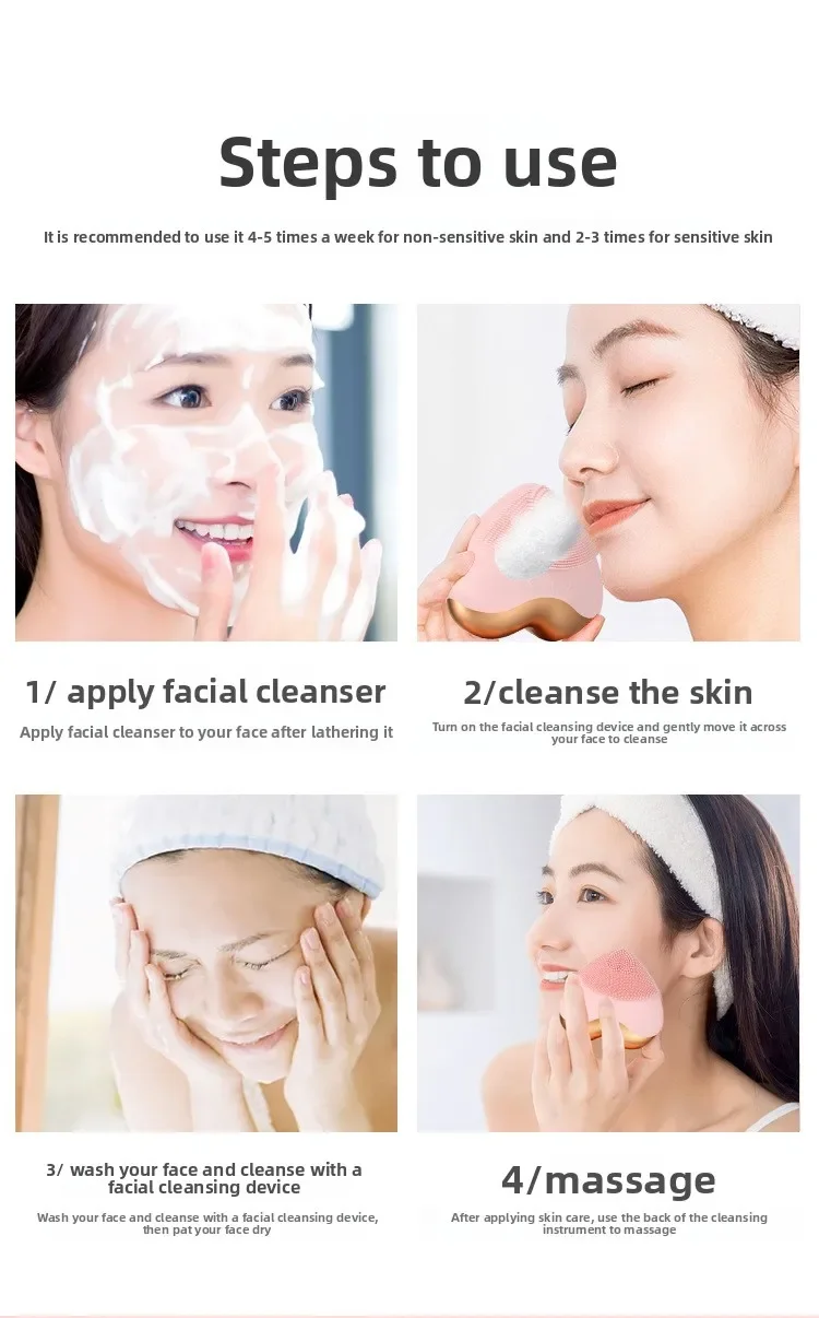 Electric Silicone Facial Cleansing Brush, Vibration Face Wash Machine Deep Pore Cleaner & Skin Care Introduction Massager