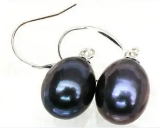 Wholesale price PERFECT 11-13MM SOUTH SEA BLACK PEARL DANGLE EARRING 14/20 WHITE GOLD HOOK