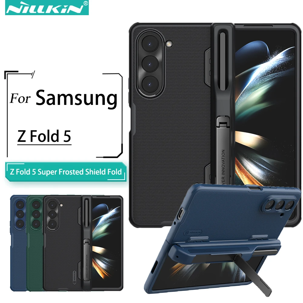 

NILLKIN for Samsung Galaxy Z Fold 5 Case For Z Fold 5 Case Super Frosted Shield Folding Back Cover Kickstand With S-Pen Pocket