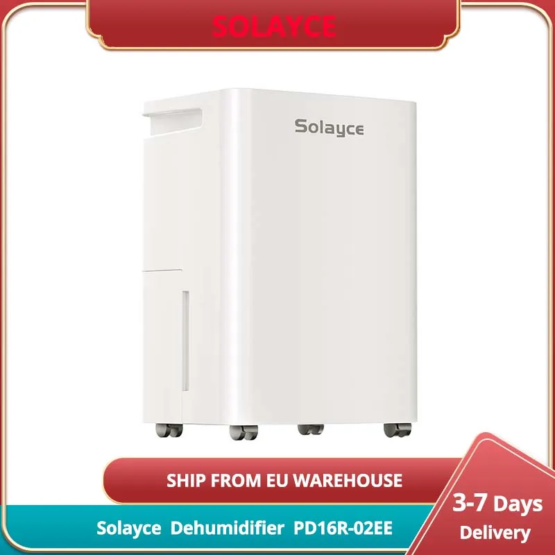 Solayce PD16R-02EE Luftentfeuchter, 0,29 kW pro Stunde, 290 W Leistung, 24-Stunden-Timer, 35 dB extrem geräuscharm, 3,2 l Wassertank, 90 ° Freie Anpassung, Flip-Design und effizientes Trocknen,