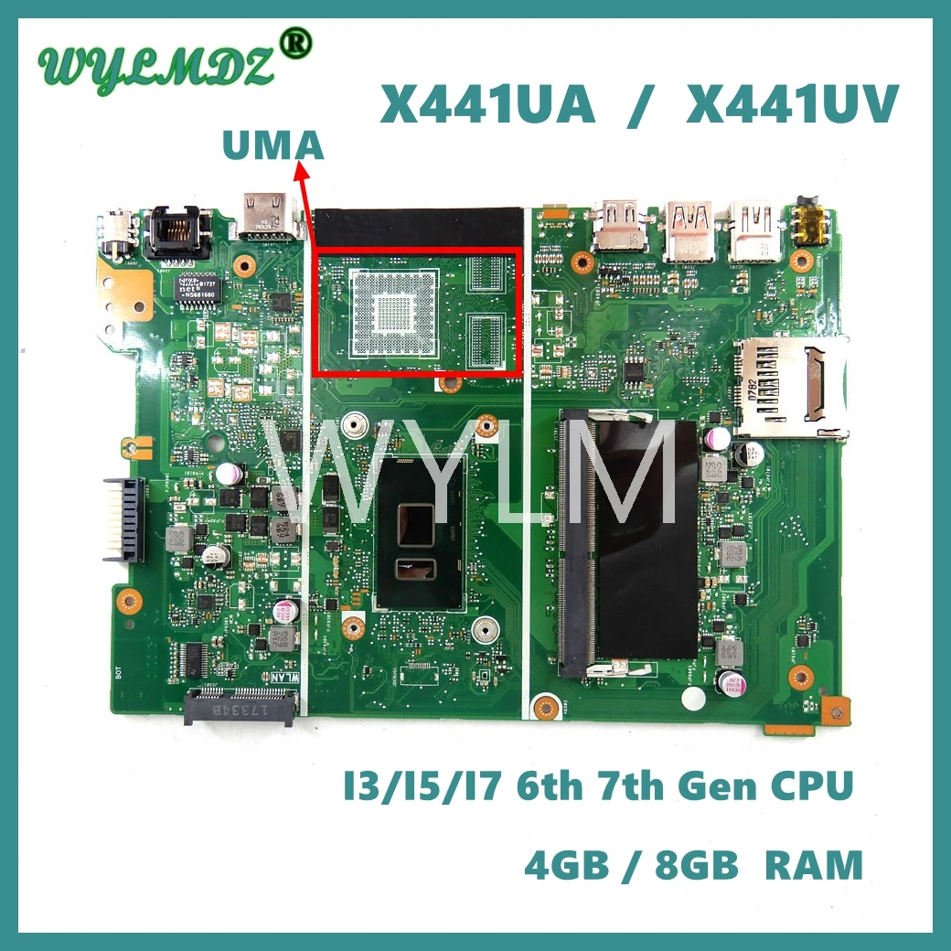 

X441UA Mainboard For ASUS X441UV F441U A441U X441UAR X441U X441UB Laptop Motherboard With I3/I5/I7 6th 7th Gen 4GB/8GB RAM