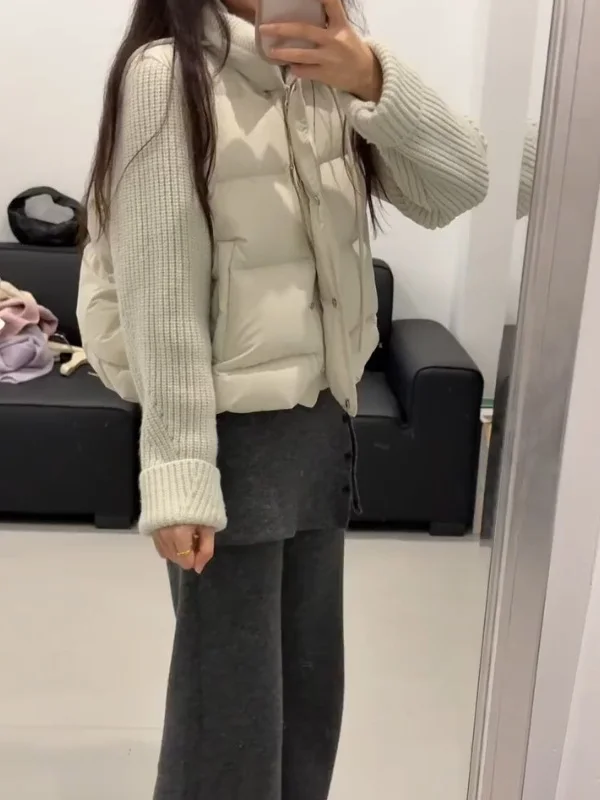 

Корейский модный вязаный свитер из хлопка с пэчворком для женщин, новая зимняя коллекция, очень красивый, утепленный, трендовая верхняя одежда