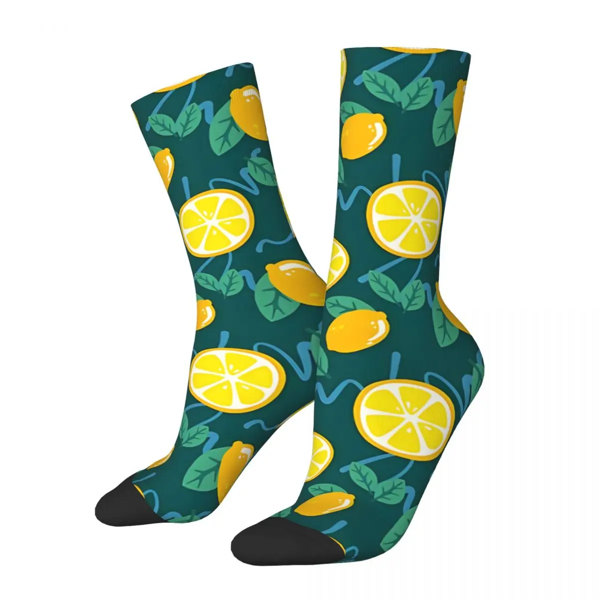 Lemons Pattern - Fruit Men's Socks Vintage Harajuku Street Style Novelty Seamless Crew Sock