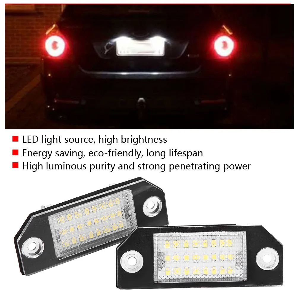 2pcs 24 LED Beads License Plate LED Light Lamp Led Number License Plate Light for Ford C MAX Focus MK2