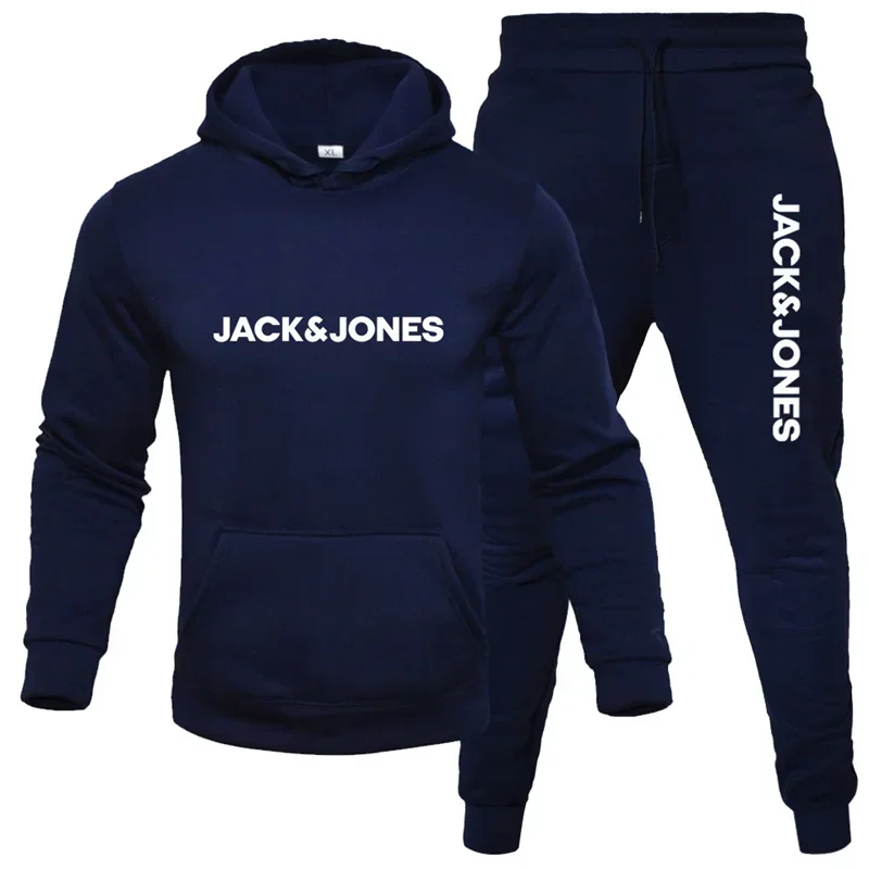 

Men's Pullover Hoodie, Two-piece Casual Sportswear, Fashionable Printed Long-sleeved Hoodie and Sportswear Pants for Autumn