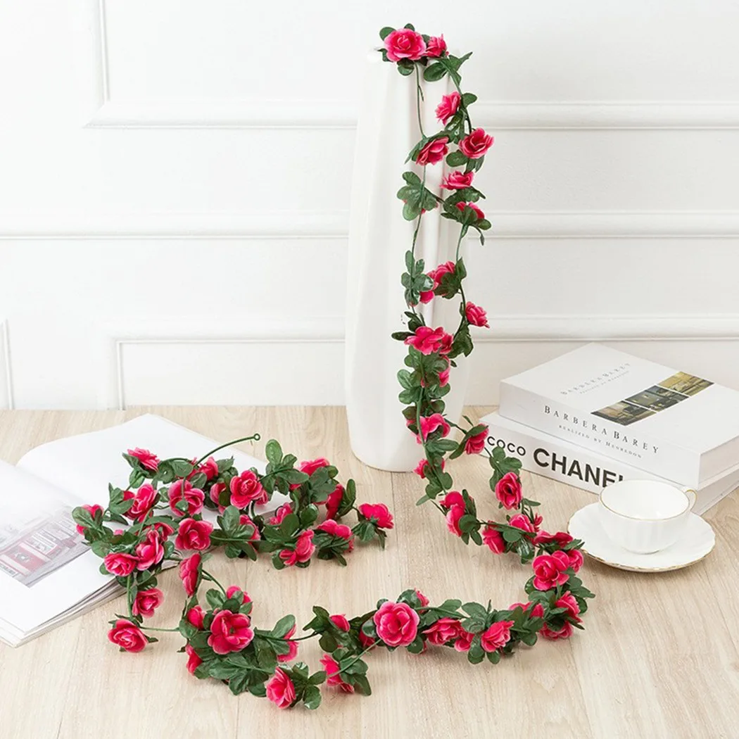 45 ดอกไม้ 8Ft ประดิษฐ์ผ้าไหมกุหลาบดอกไม้แขวน Garland ตกแต่งสวนงานแต่งงาน & งานแต่งงาน Garden Party ตกแต่งบ้าน