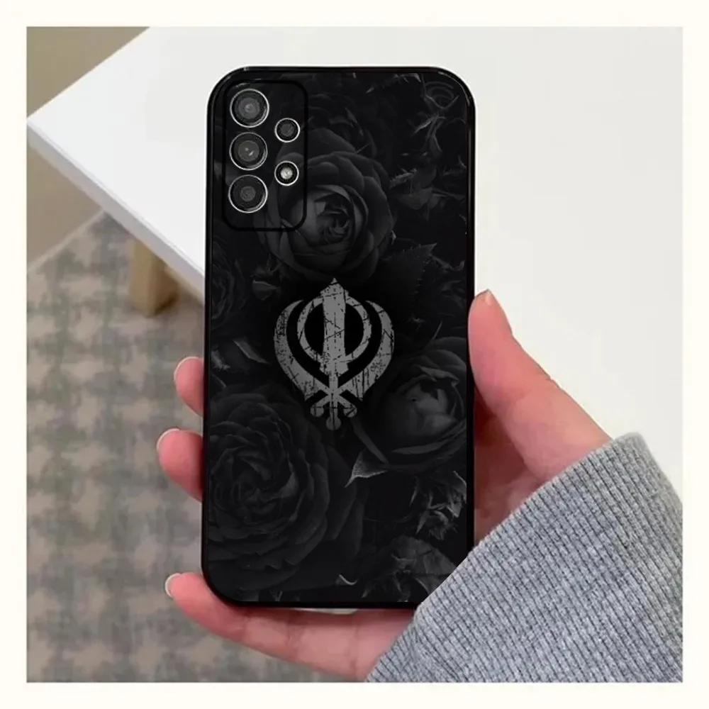 Sikh Khanda Sikhism Phone Case For Samsung Galaxy A13,A21s,A22,A31,A32,A52,A53,A71,A80,A91 Soft Black Cover