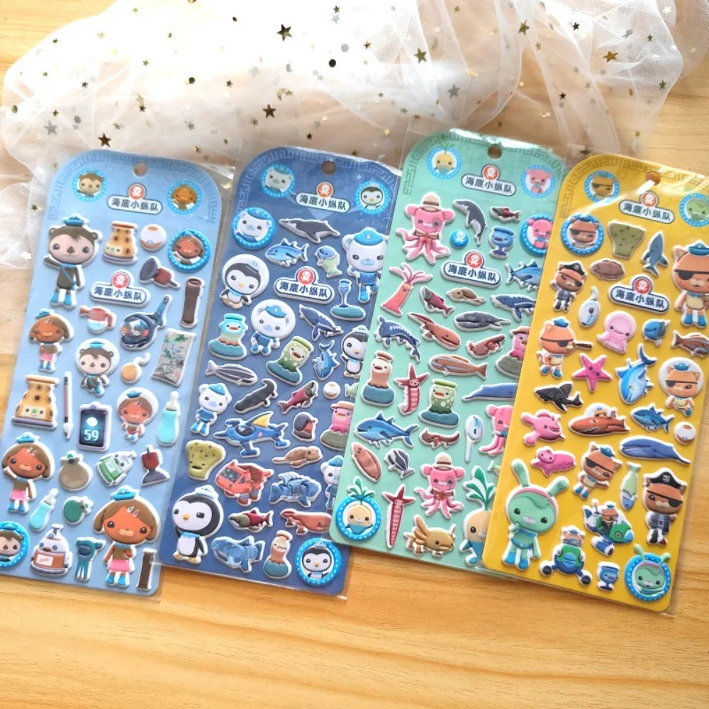 ملصقات فقاعات إسفنجية EVA مكونة من 4 قطع للأطفال من Octonauts (أنماط متعددة) - ديكور لحسابات اليد والمذكرات وزجاجات المياه
