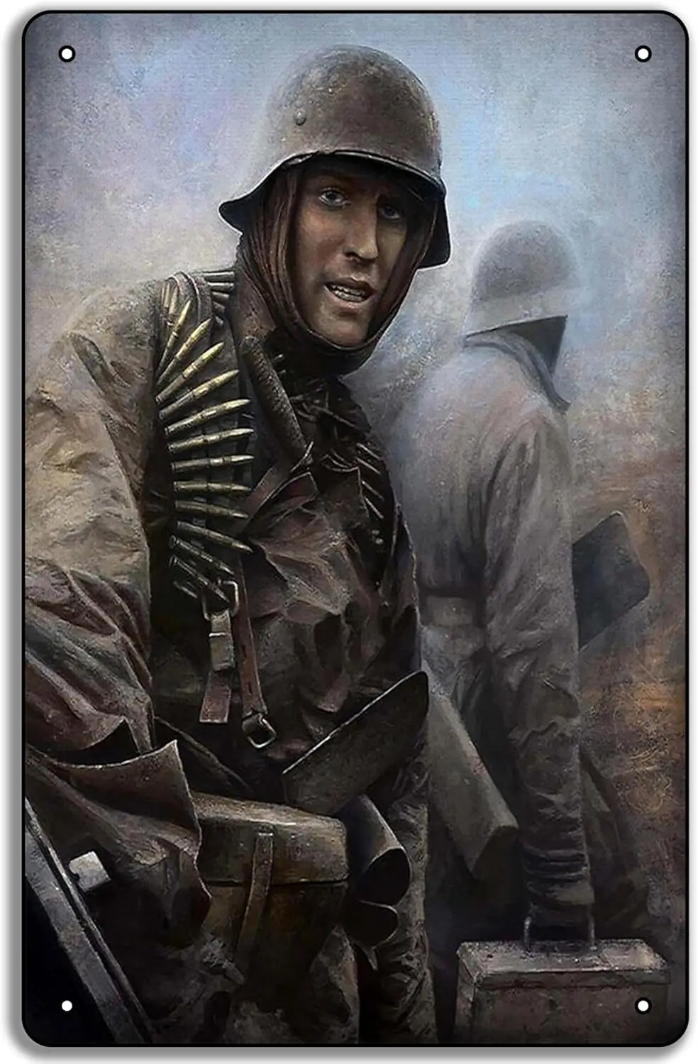 s1,German Soldier WWII  Metal Tin Sign – Military History Art Decor, WWII Soldier Poster for History Buffs