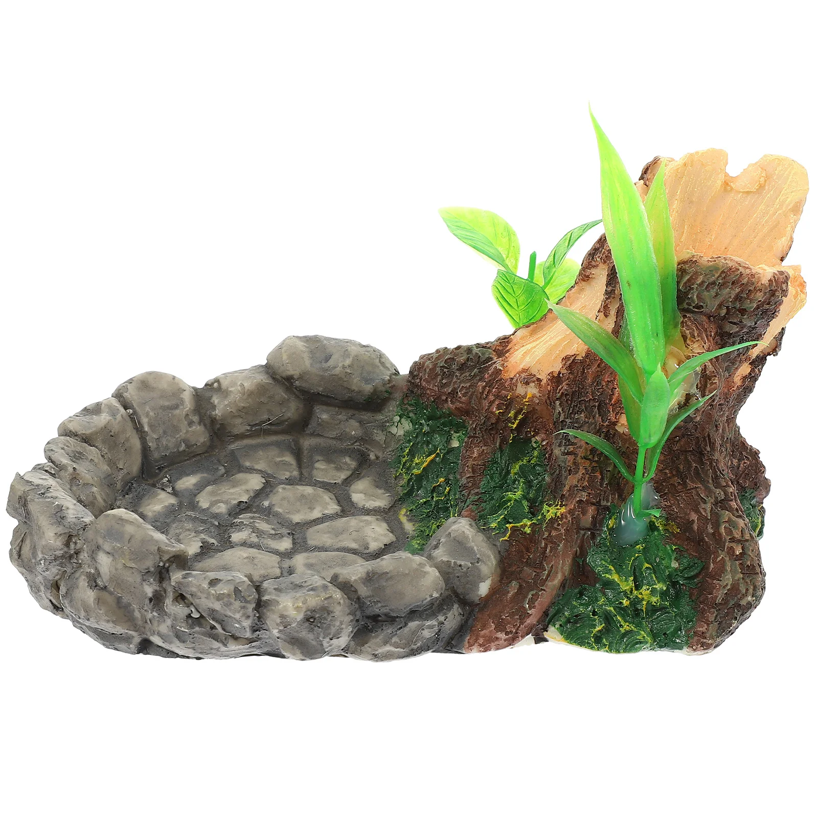 

Terrarium Feeding Basin Rocks Style Resin Craft Non-Breeding Surface Reptile Water Dish for Aquarium Decor Turtle Lizard Pet