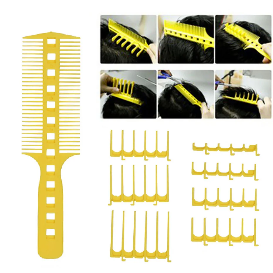 Yellow Men Hair Trimming Template Curved Plastic Hair Line Up Tool Taper Guide Clipper Diy Home Haircut Ruler Band Limit Comb