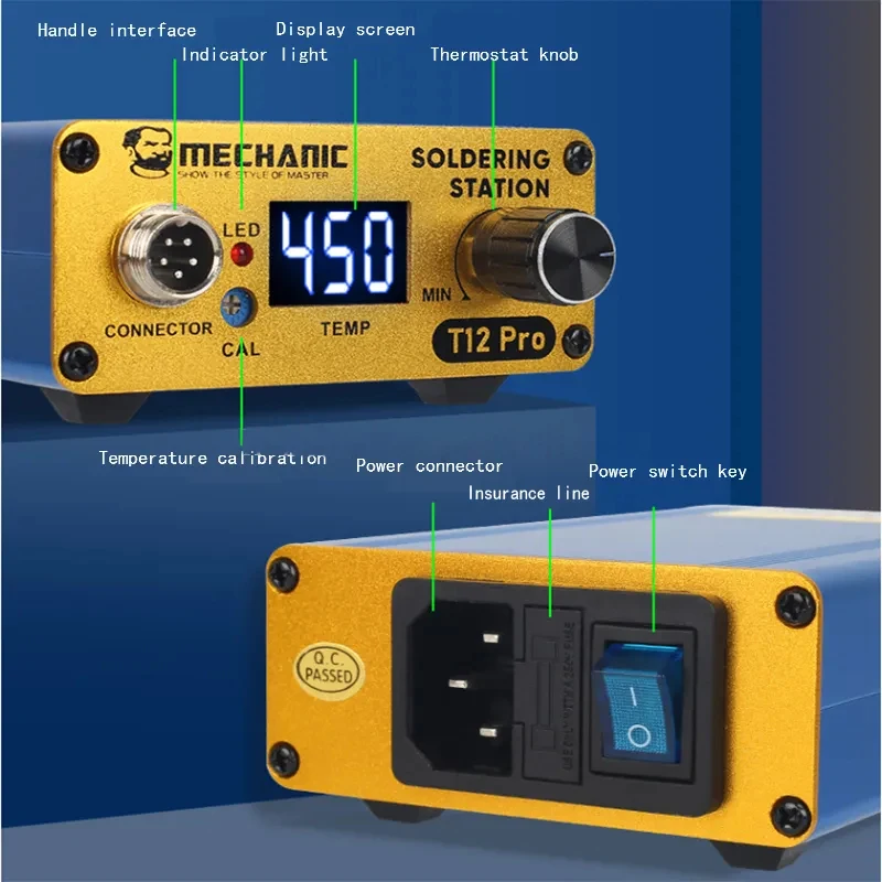 MECHANIC T12 Pro fast heating intelligent anti-static LED digital display thermostat soldering station electric soldering iron