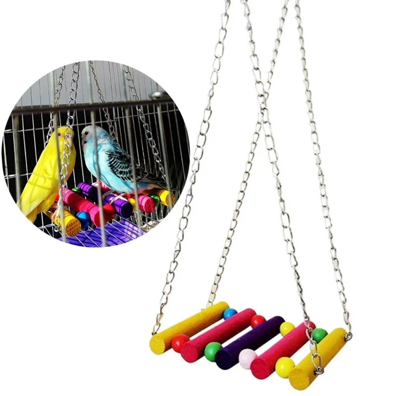 Colorful Hanging Hammock Swing Toy for Pet Birds for Parrots Parakeets Budgies and Cockatiels Bird Toys