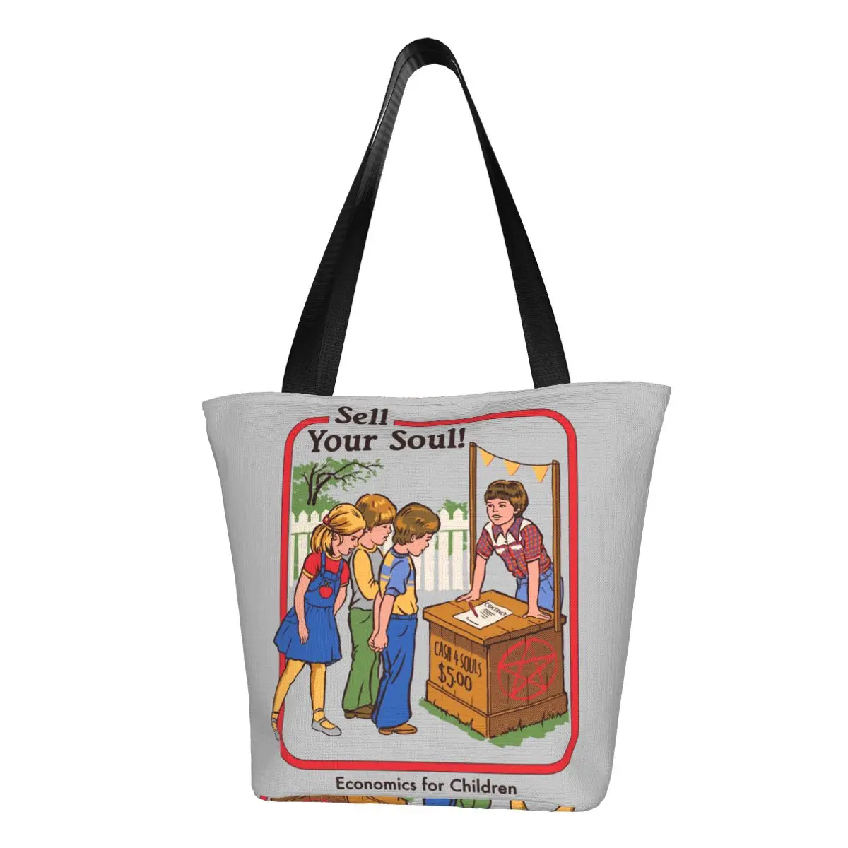 Trendy Women Vintage 70s 80s Black Humour Sell Your Soul Top Handle Bags Stuff Tote Bag