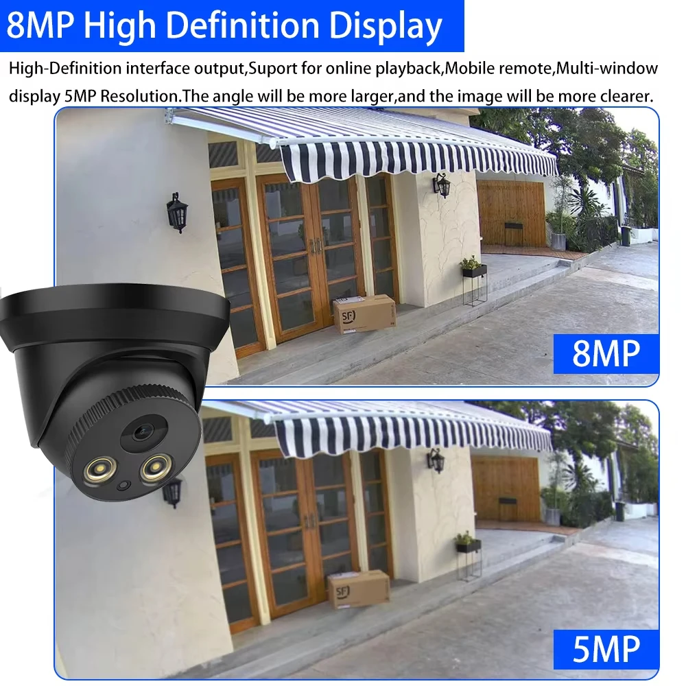 4K 8MP POE Security IP Camera System 10CH P2P Video Surveillance Kit Audio Recording Ai Human Detection Color Night Vision XMeye