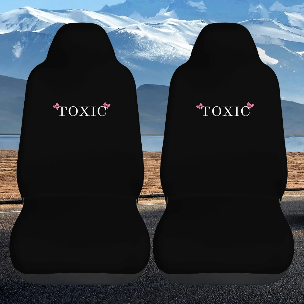 Front Row Car Seat Covers - Durable, Stylish Minimalist Design With "TOXIC" Print, Fit For Most Car Models, Machine Washable, No