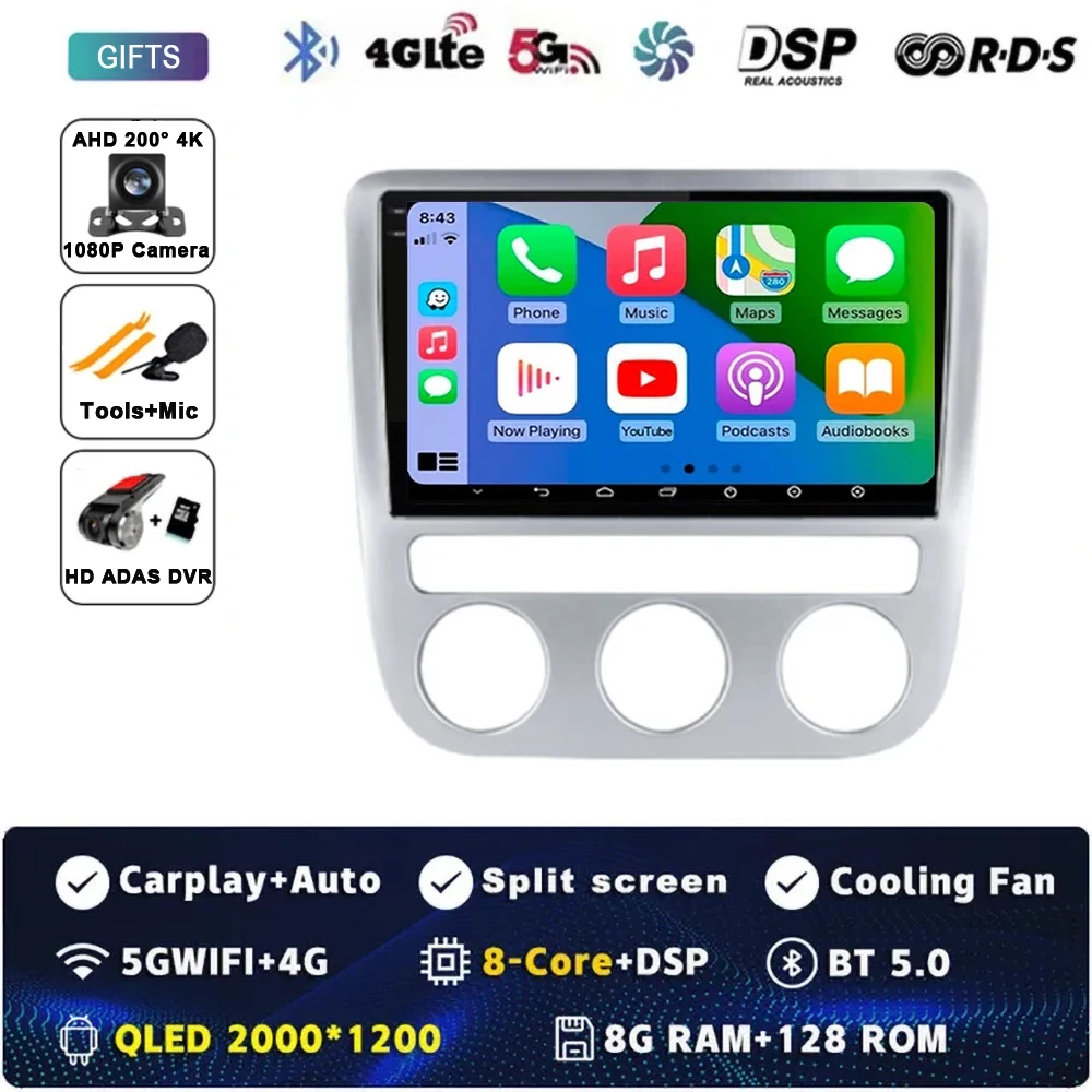 Android 15 autoradio multimedia 4G WIFI Carplay GPS navigatie voor Volkswagen VW Scirocco EOS 2009 2010 2011 2012 2013 2015 2016