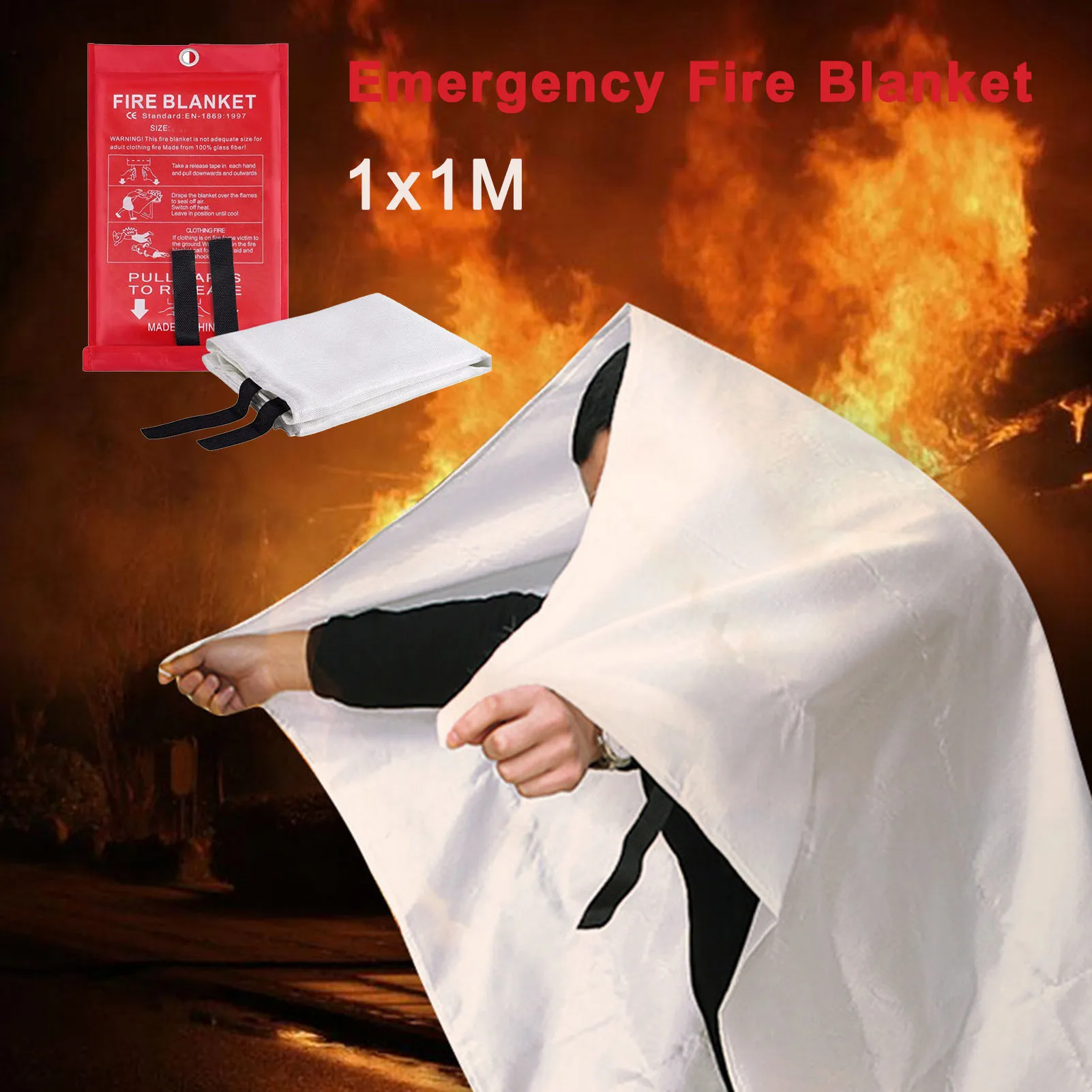 

1M Fire Blanket Fighting Fire Extinguishers Tent Boat Emergency Blanket Survival Fire Shelter Safety Cover for home and kitchen