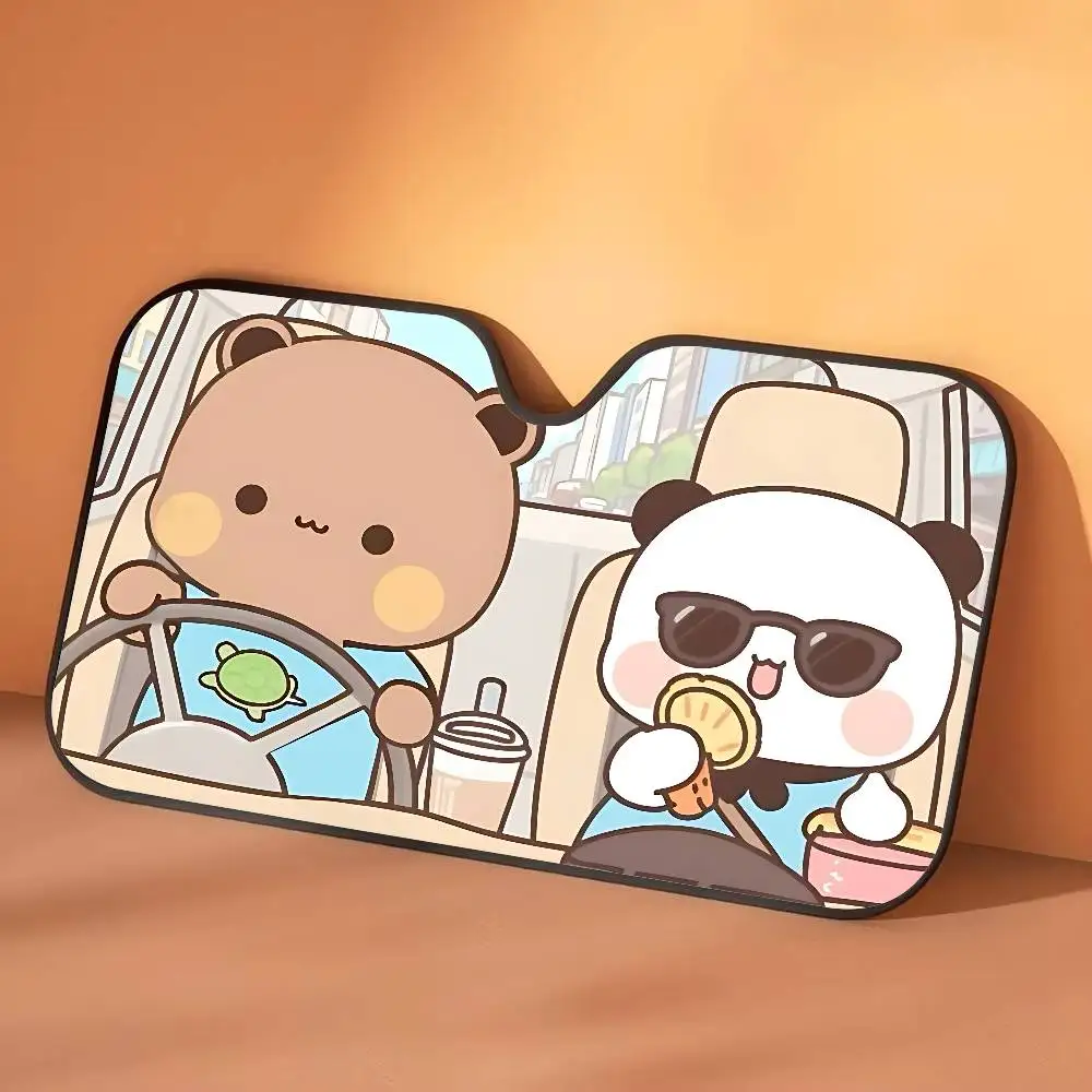 ม่านบังแดดรถยนต์น่ารัก D-Dudu Bubu ขนาด 130x70 ซม. ผ้าคลุมกระจกหน้ารถ ป้องกันรังสียูวี อุปกรณ์ตกแต่งรถยนต์