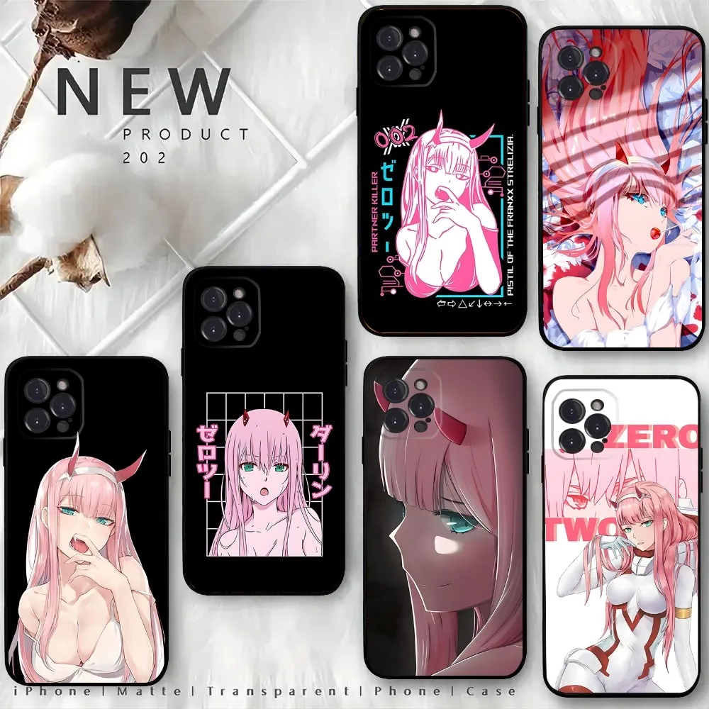 Darling in The Franxx Zero Two Phone Case For iPhone15,14,13,12 Mini 11 Pro XR,X,XS,MAX 6S,7,8 Plus Silicone Cover Soft Black