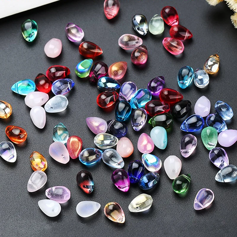 100PCS 6x9mm Multicolor Glass Water Drop Beads for Jewelry Making DIY Bracelets Crystal Beads Earring making Jewellery Findings