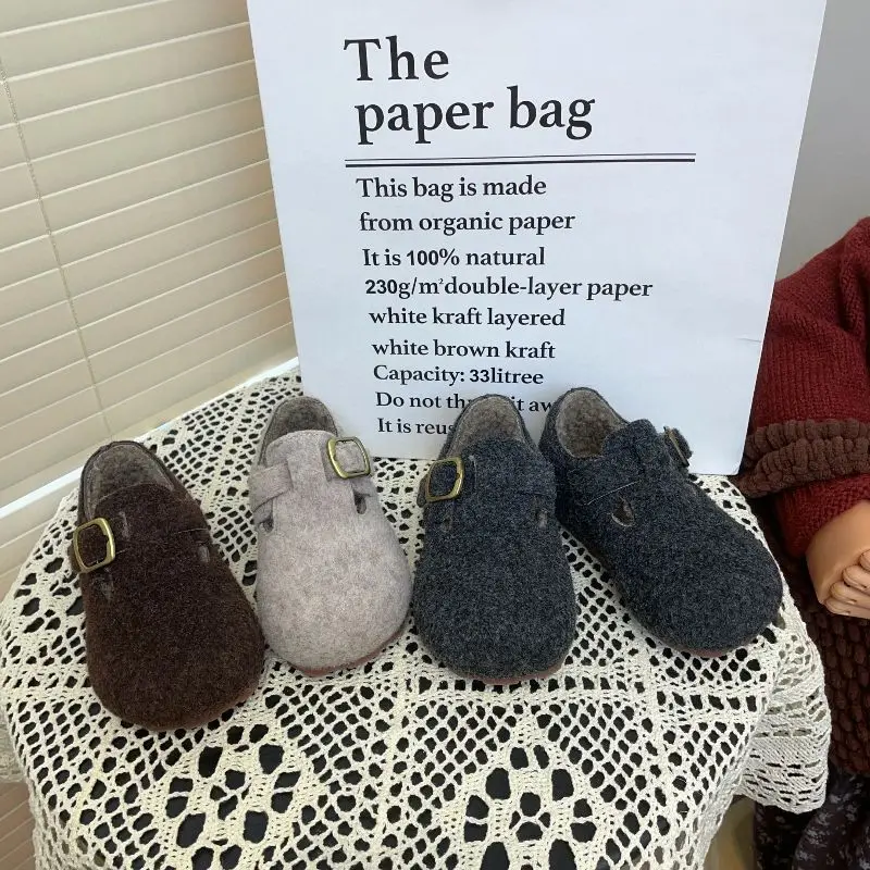 

Fashion Girls' Shoes 2025 Winter New Kids Cotton Shoe Comfort Soft Bottom Girls Casual Shoes Simple Versatile for Child Flats