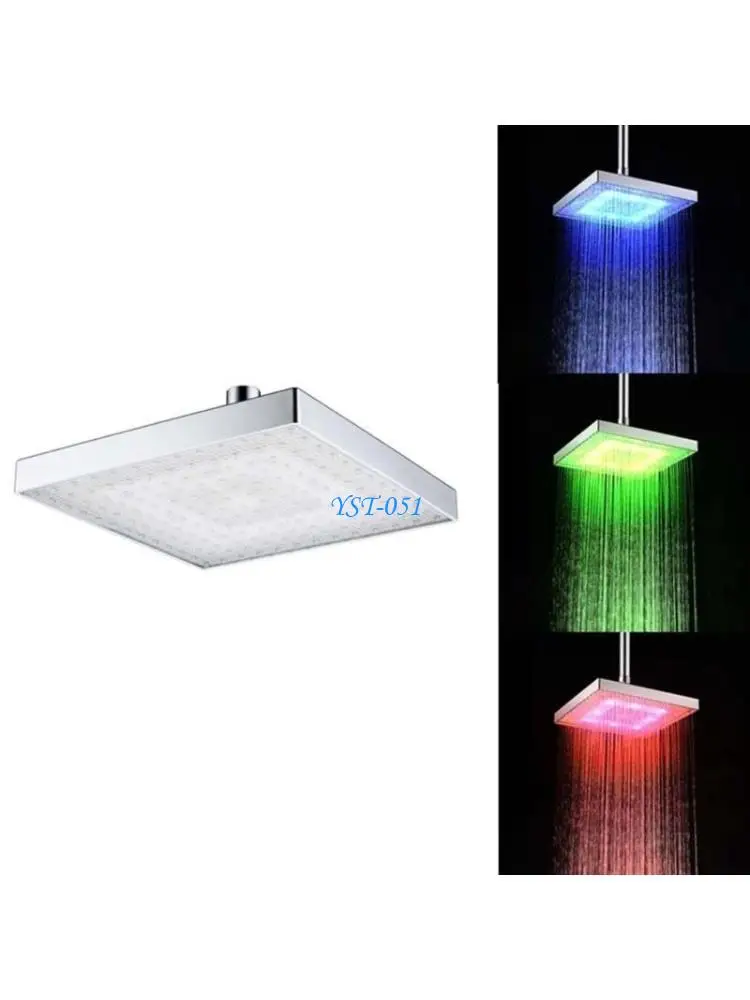 

E15A Modern LED Light Up Shower Head 8inch Square Rainfall Wall Mount LED Shower Head