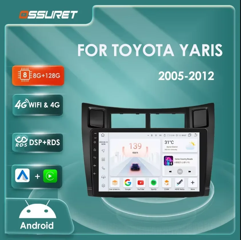 

Автомобильная магнитола Android для Toyota Yaris 2005-2012, мультимедийный видеоплеер 2din 7862, GPS, авто-стерео, навигация, 4G, AI, Carplay