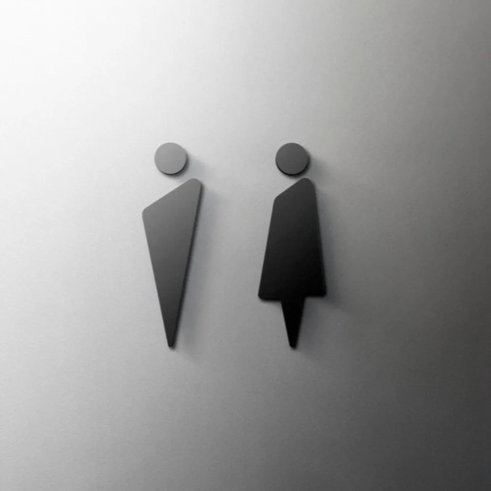 Modernes Toilettenschild aus Acryl, selbstklebendes 3D-Türschild für Badezimmer, Hotel, Salon, Restaurant