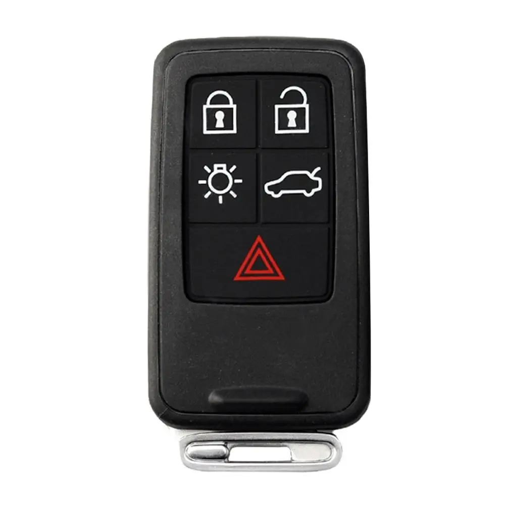 Carcasa de llave de coche con botón 5/6, carcasa de llave de coche negra ABS duradera, funda de llave Go Remote sin llave para Volvo S60L XC60 S80L
