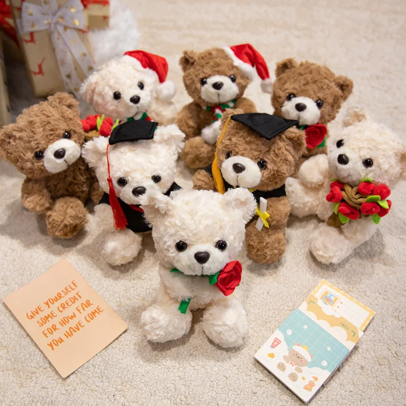 

17cm Cute Rose Teddy Bear Doll Plush Toys Simulation Animal Bear Dr Bear Plush Doll Children Accompany Toy Birthday Gift