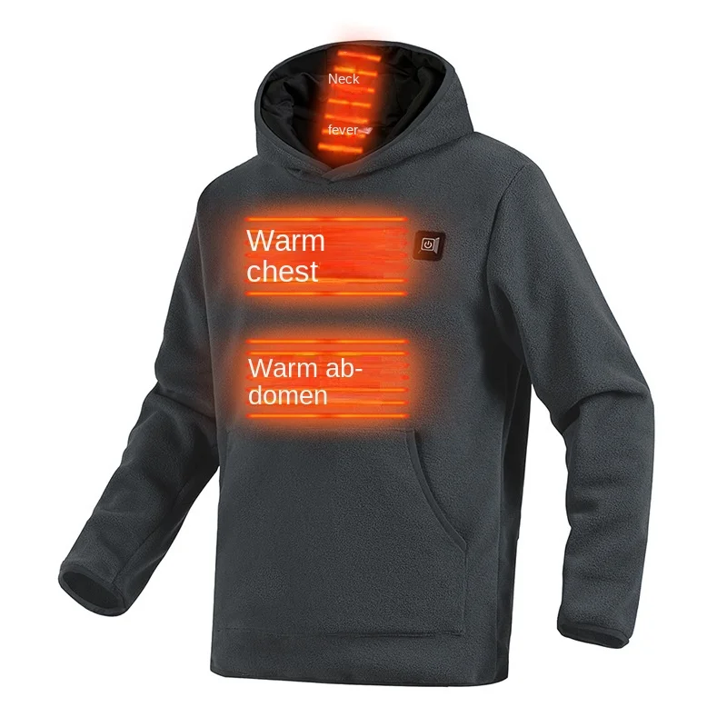 Winter new heating sweater large sizeusbsmart temperature control zone 6 heating warm fleece sweater coat for men