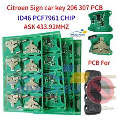 Jingxin Remote PCB Car Key Circuit Board For Peugeot 106 206 207 306 307 Citroen C1 C2 C3 C4 Picasso 433MHZ ID46 PCF7961 2Button