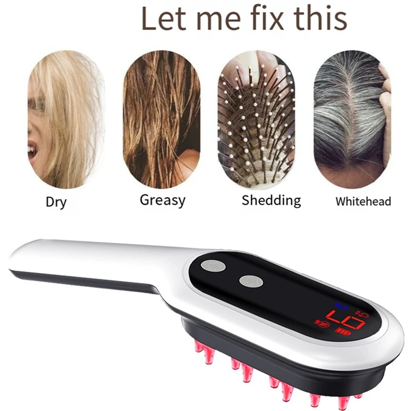 Anti Hair Loss Massage Comb Electric Magnetic Therapy Red Infarred Cordless Hair Growth Comb Head Massage Scalp Brush Durable