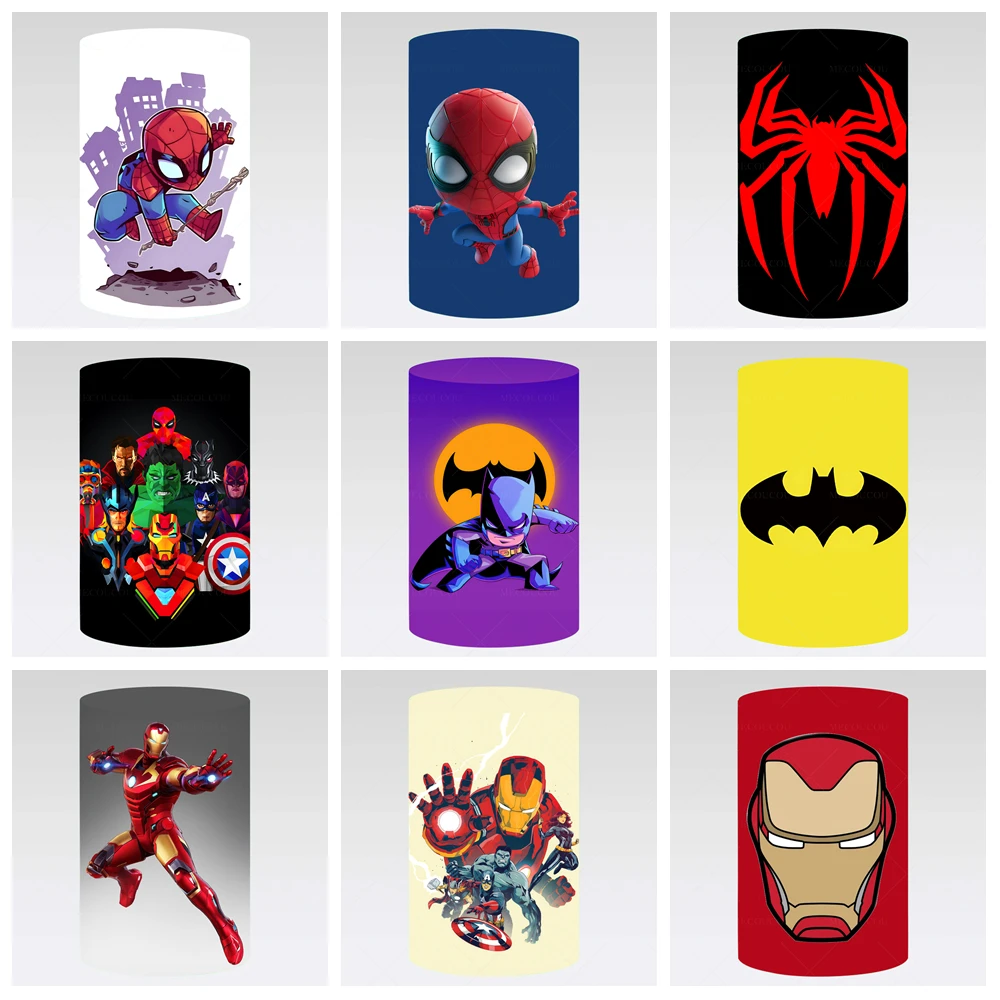 

Custom Name Avengers Theme Cylinder Cover Backdrop Kid Birthday Party Banner City Hero Background Poster SpiderMan Hulk Iron Man