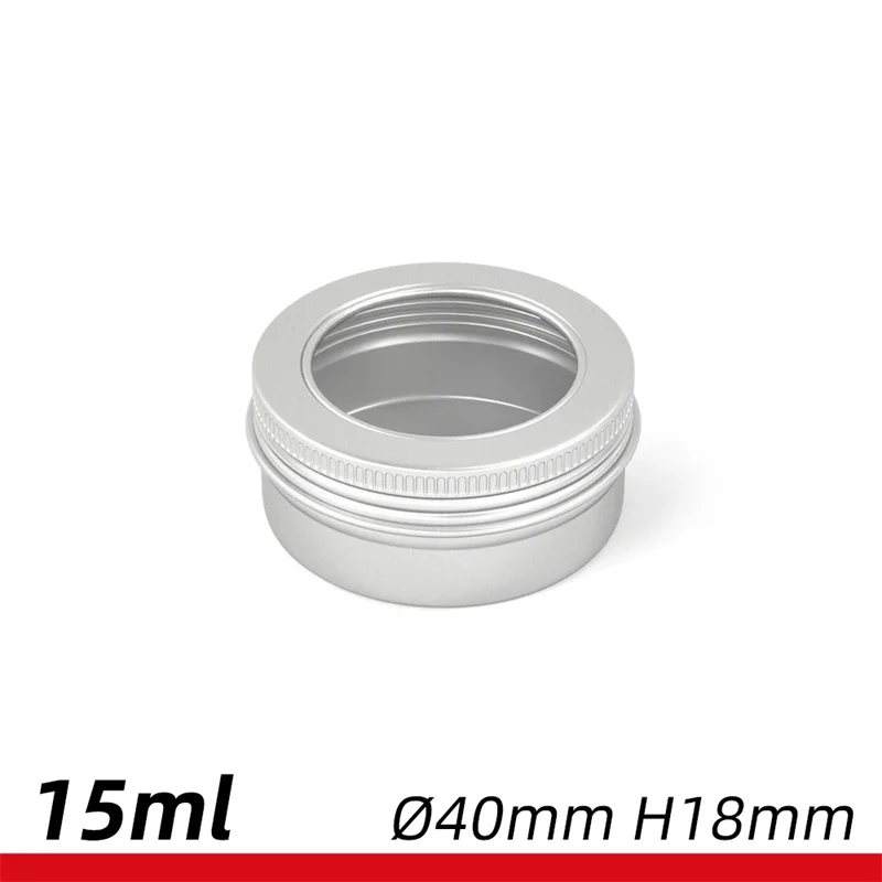 

500pcs 15ml Silver Aluminum Jar Container With clear Top Custom Metal Tins for Eco Friendly Cosmetic Packaging