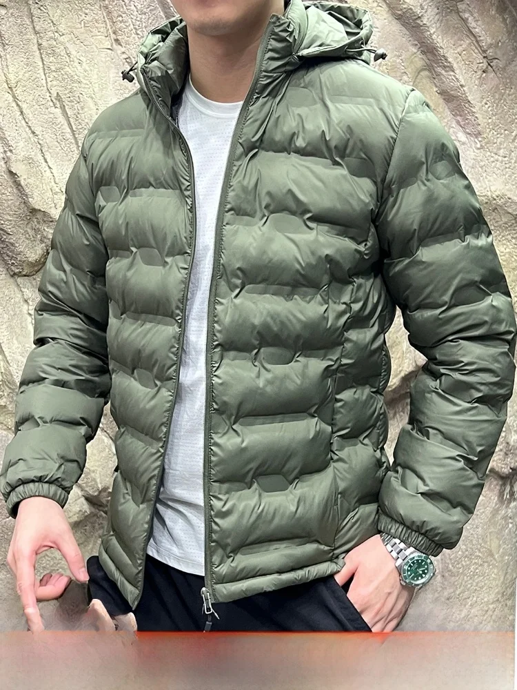 

aphene Lined Winter Jaet Detachable Hat Outdoor Cotton Coat Full Prure Glue Partition Youth Faion Warmth Stand Fit