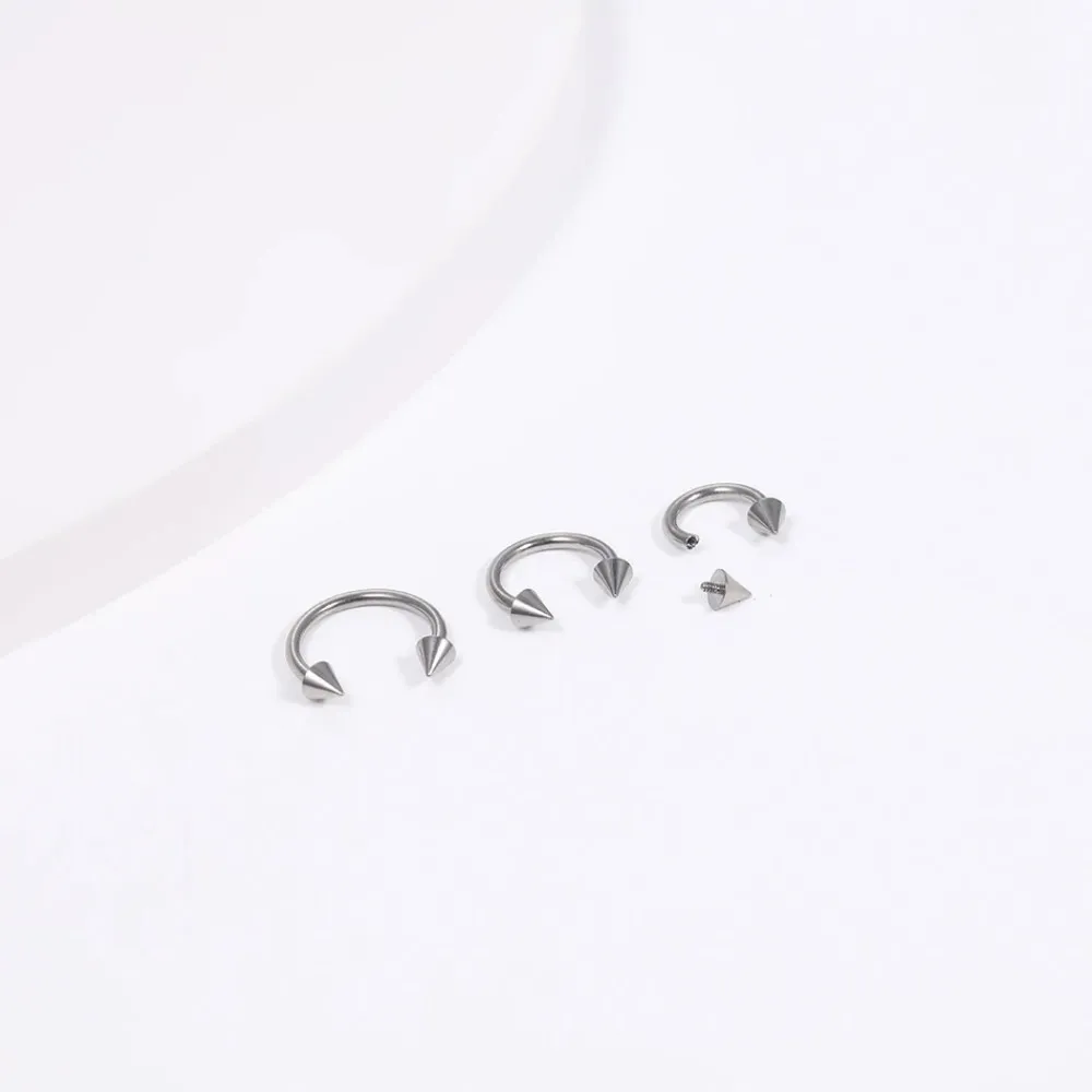 F136 Titanium Hoop Nose Rings Internally Threaded Septum Lip Circular Barbell Horseshoe Ear Tragus Helix Earrings Nose Piercing view 4