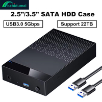 3.5 inch HDD Case SATA to USB3.0 SSD Adapter Support 22TB Hard Drive External Enclosure for 2.5\