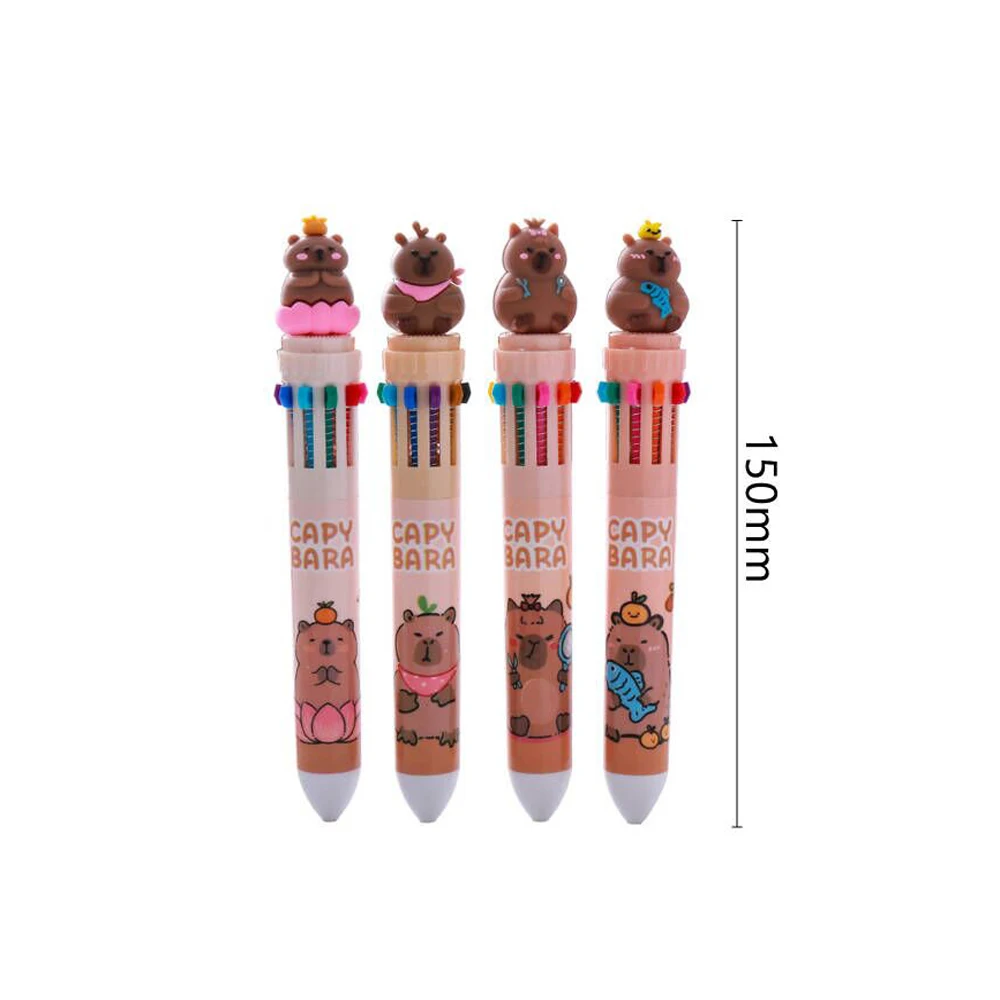 Kawaii Capybara Multicolor Pen Cartoon Colorful Ink Pen Creative Gel Capybara Pen Ten-Color Brown Colorful 10-Color 0.7mm