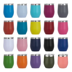 Colors Painted Egg Shape Wine Cooler Coffee Thermos Mug 12oz Stainless Steel Double Wall Wine Vacuum Flask