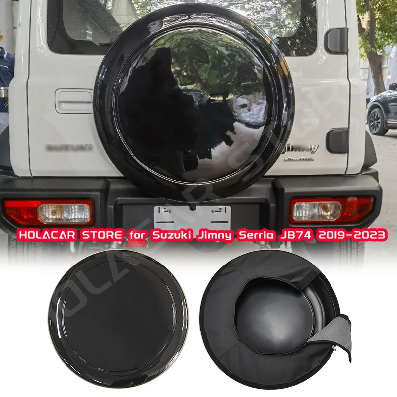 Spare Tire Cover with Decal Sticker ABS+PU Spare Wheel Case Protector for Suzuki Jimny JB64 JB74 2019-2023 Gen 4 Accessories