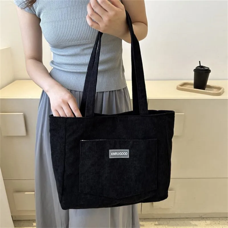 Damen-Cord-Tragetasche, Lässige Große Mode-Unterarmtasche für Ausgehzwecke, Minimalistische Handtaschen Schultertasche – Detail 8