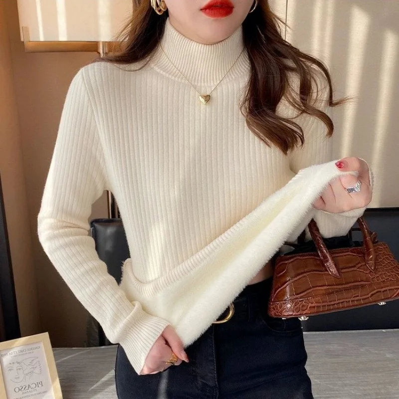 Women Thick Turtleneck Knit Base Layer Top Warm Thermal Long Sleeve Stretch  Autumn Winter Daily Commuter Soft Comfy Top