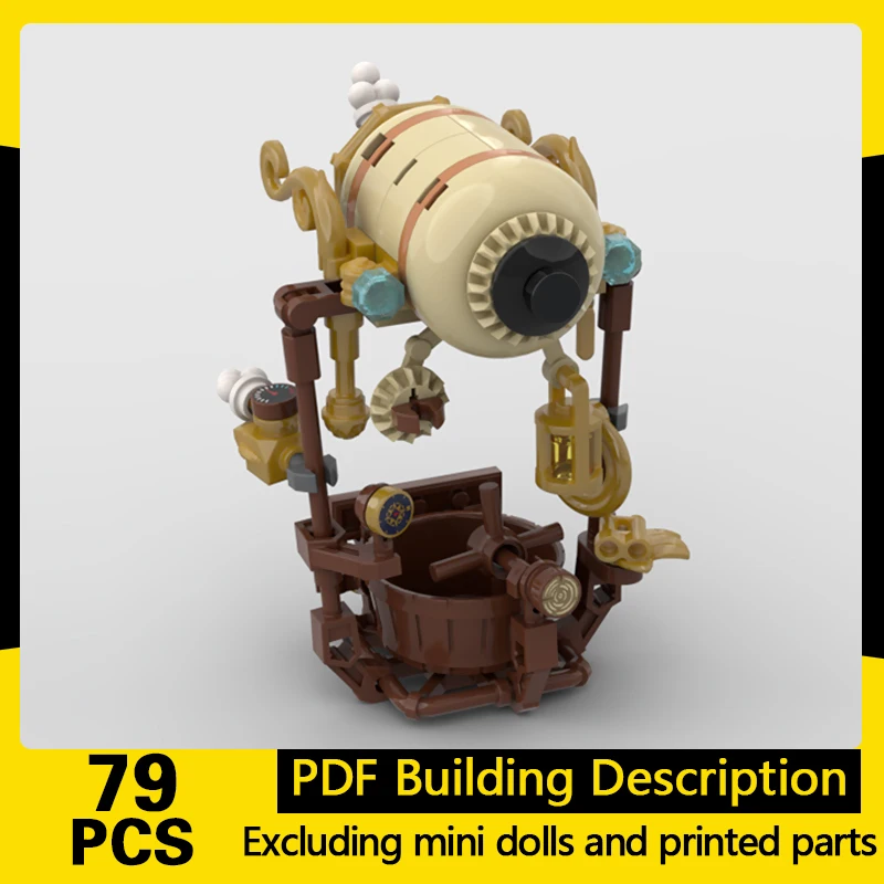 Medieval Castle Model MOC Building Bricks Small Vintage Airship Modular Technology Gifts Holiday Assemble Children Toys Suit